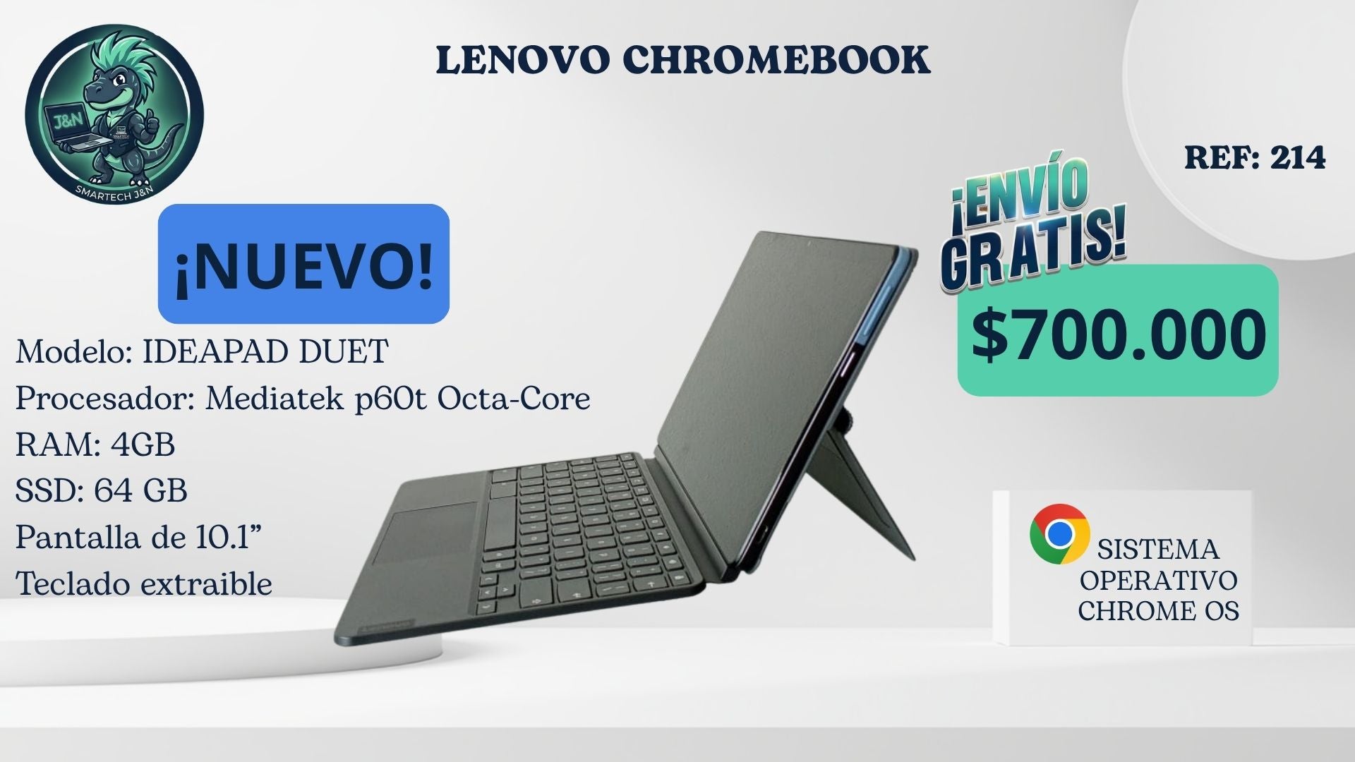Lenovo Chromebook IdeaPad Duet - 4GB RAM - 64GB SSD - Teclado Extraíble - Chrome OS