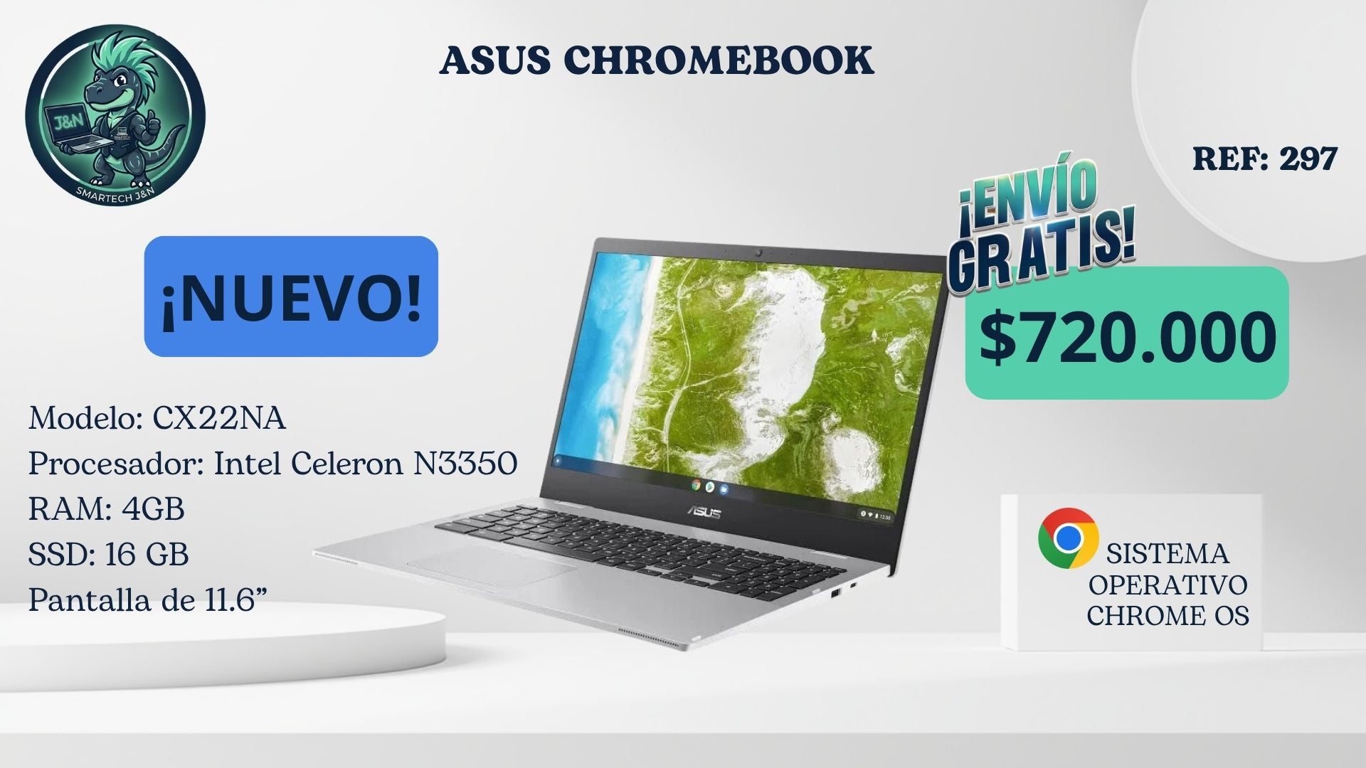 Asus Chromebook CX22NA - Intel Celeron N3350 - 4GB RAM - 16GB SSD - Chrome OS