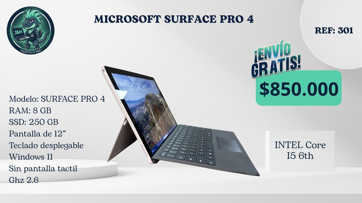 Microsoft Surface Pro 4 - Intel Core i5 6th - 8GB RAM - 250GB SSD - 12" Windows 11